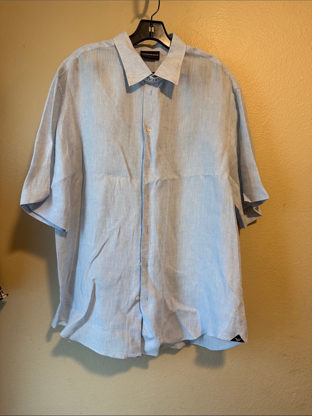 Emporio Armani Light Blue Short Sleeve Button-Down Shirt